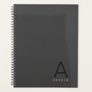 Simple Classic Modern Personalised Name Guys Grey  Planner