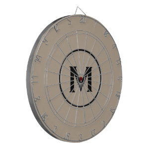 Simple Classic Monogram Black Beige Dartboard