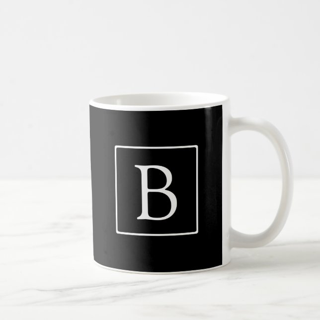 Simple Classic Monogram | Black w/ White Text Coffee Mug (Right)