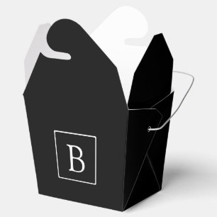 Simple Classic Monogram Black w/ White Text Favour Box