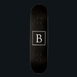 Simple Classic Monogram | Black w/ White Text Skateboard<br><div class="desc">Minimal and classy.</div>