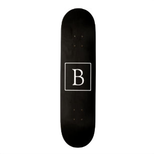 Simple Classic Monogram   Black w/ White Text Skateboard