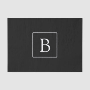 Simple Classic Monogram   Black w/ White Text Tissue Paper