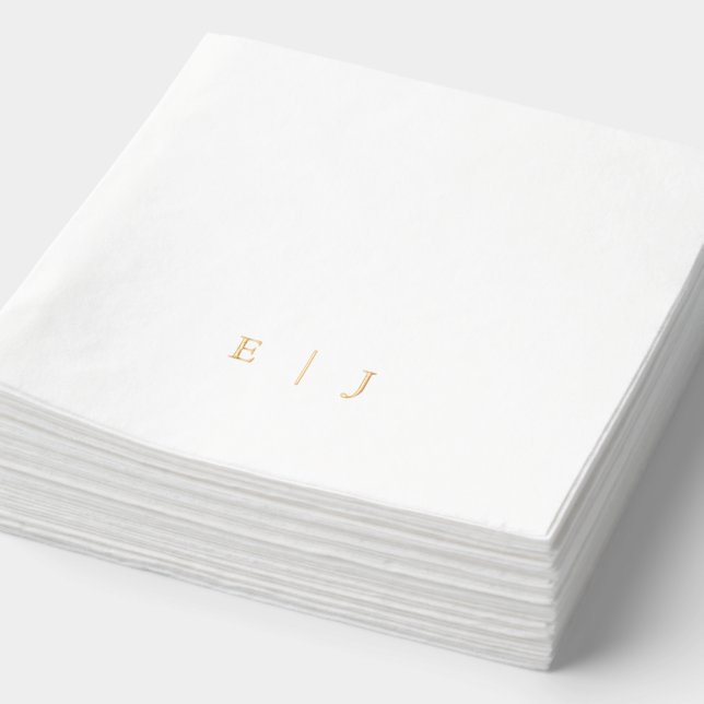 Simple Classic Monogram Wedding Foil Napkins (Detail)