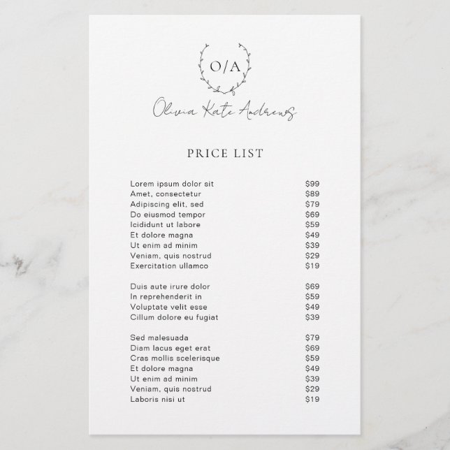 Simple Classic Monogram Wreath Elegant (Front)