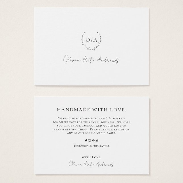 Simple Classic Monogram Wreath Elegant (Front & Back)