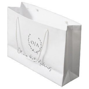 Simple Classic Monogram Wreath Elegant Large Gift Bag