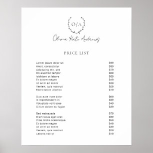 Simple Classic Monogram Wreath Elegant Poster