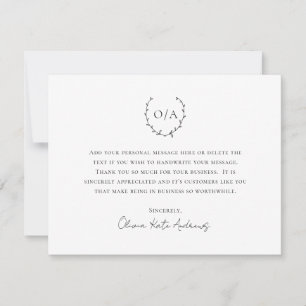 Simple Classic Monogram Wreath Elegant Thank You Card