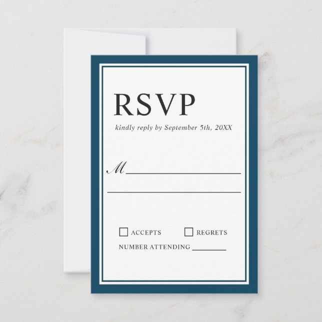 Simple Classic Navy and White Wedding RSVP (Front)