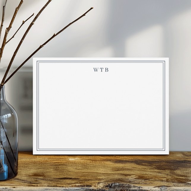 Simple Classic Navy Blue Monogram Card (Creator Uploaded)