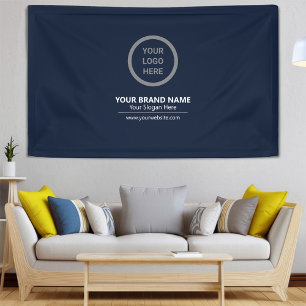 Simple Classic Navy Blue Theme Custom Logo Branded Banner
