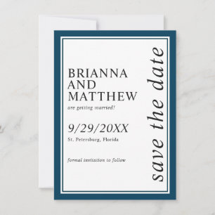 Simple Classic Navy Blue Wedding Save the Date