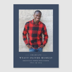 Simple classic navy graduation announcement magnet