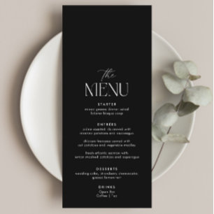 Simple Classic Old Money Black Wedding Menu