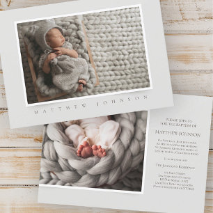 Simple Classic Photo   Boy Baptism Invitation