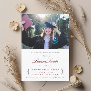 Simple Classic Photo Graduation Party Invitation