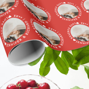 Simple Classic Pretty Cherry Red Bride Groom Photo Wrapping Paper