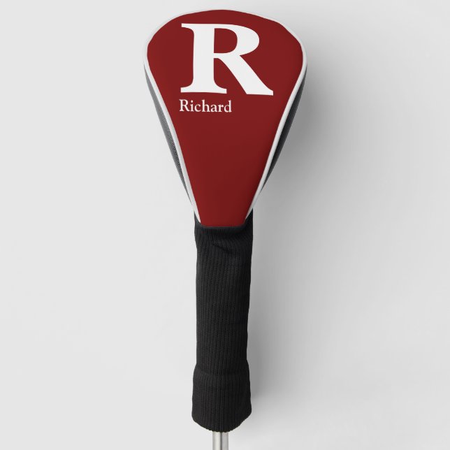 Simple Classic Professional Monogram and Name Golf Head Cover (Front)