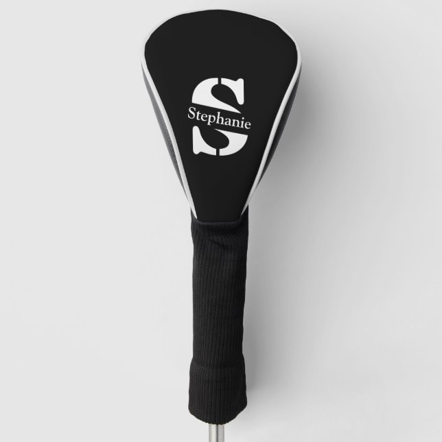 Simple Classic Professional Monogram and Name Golf Head Cover (Front)