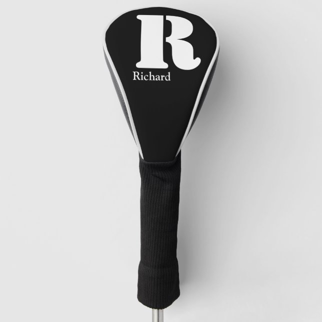 Simple Classic Professional Monogram and Name Golf Head Cover (Front)