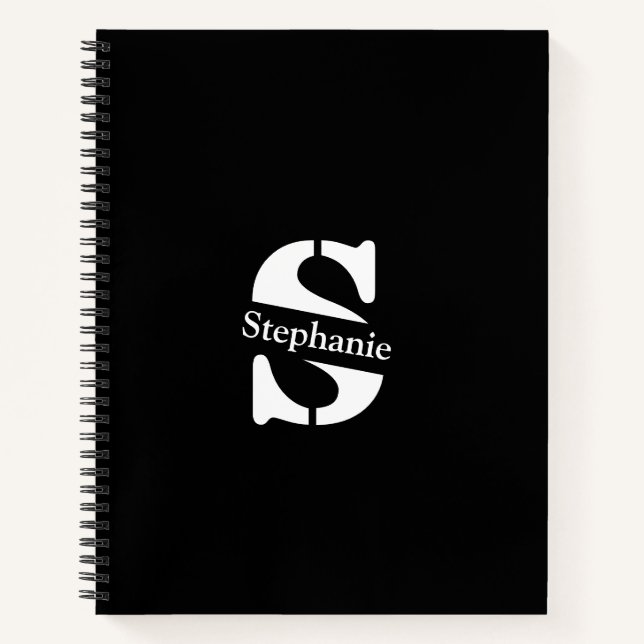 Simple Classic Professional Monogram and Name Notebook (Front)