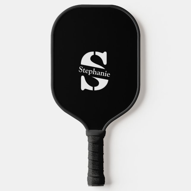 Simple Classic Professional Monogram and Name Pickleball Paddle (Front)