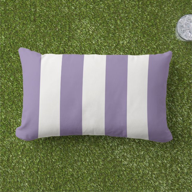 Simple Classic Purple Cabana Stripes Lumbar Cushion (Grass)