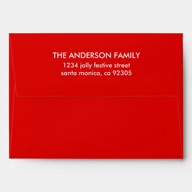 Simple Classic Red White Flap Return Address Envelope (Back (Top Flap))