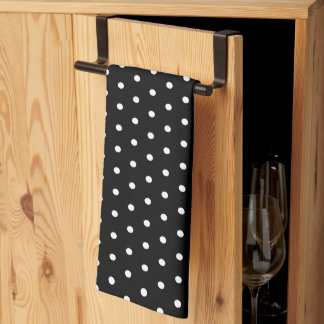 Simple Classic Retro Polka Dot Black and White Tea Towel