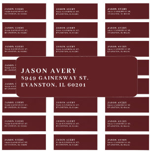 Simple Classic Return Address Text Based Burgundy Label