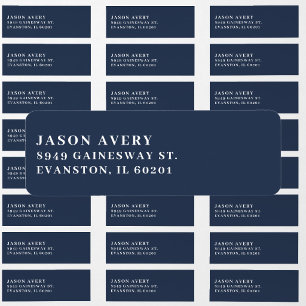 Simple Classic Return Address Text Based Navy Blue Label
