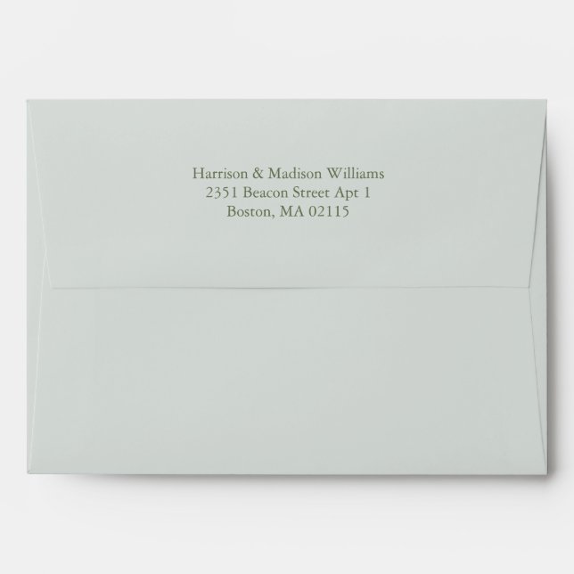 Simple classic sage green custom greenery elegant envelope (Back (Top Flap))