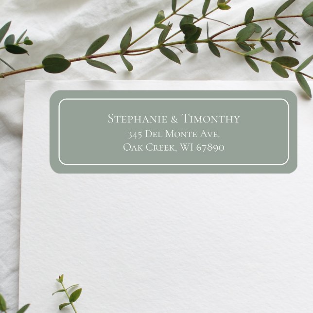 Simple Classic Sage Green Wedding Return Address Label (Effortlessly manage wedding correspondence with our simple return labels, ensuring seamless mailing.)