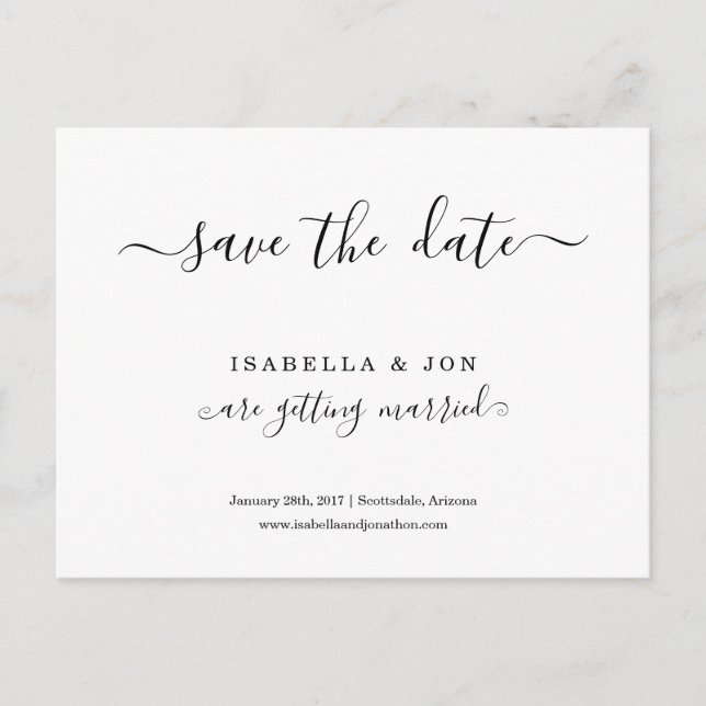 Simple Classic Save the Date Postcard for Wedding (Front)