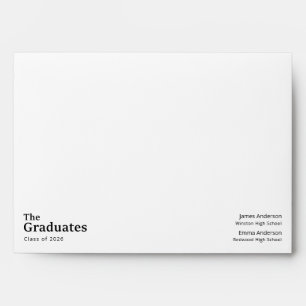 Simple Classic Script Black and White Graduation Envelope