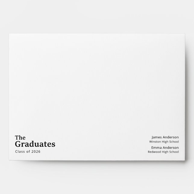 Simple Classic Script Black and White Graduation Envelope (Front)