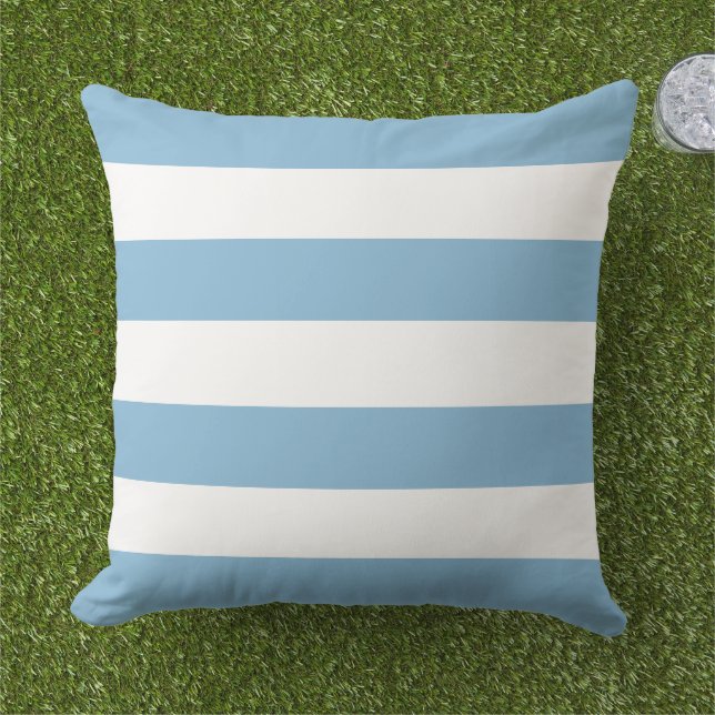 Simple Classic Sky Blue Horizontal Stripes Cushion (Grass)