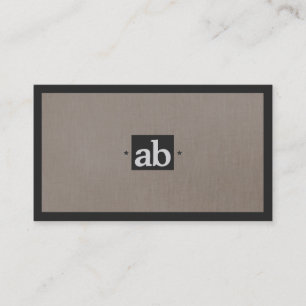Simple Classic Taupe Faux Linen Monogram Modern Business Card