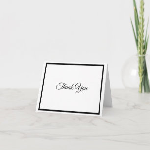 Simple Classic Thank You Stylisht Black Border Note Card