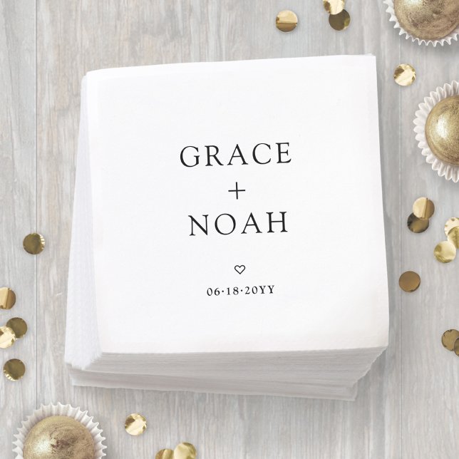 Simple Classic Typography Names Modern Wedding Napkin (Creator Uploaded)
