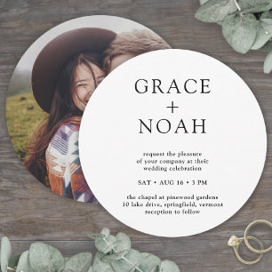 Simple Classic Typography & Photo Minimal Wedding Invitation