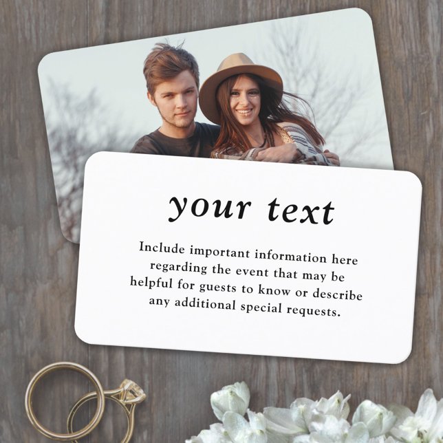 Simple Classic Typography & Photo Wedding Details Enclosure Card (Creator Uploaded)
