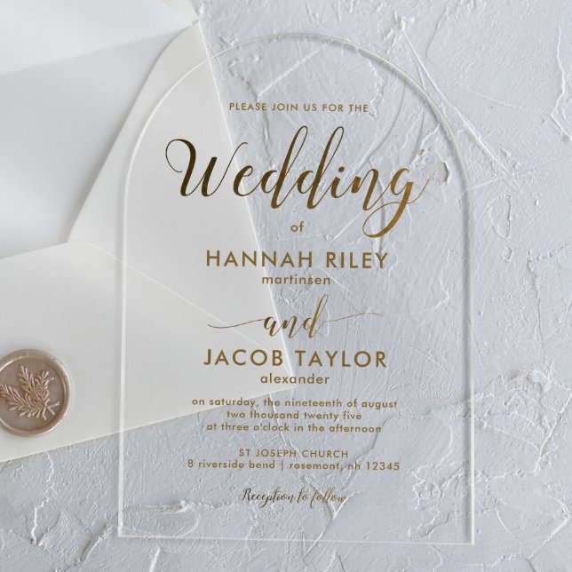 Simple Classic Typography Wedding Arch Acrylic Invitations (Creator Uploaded)