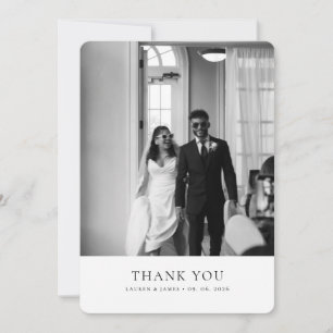 Simple Classic Wedding Photo Rounded Thank You Card