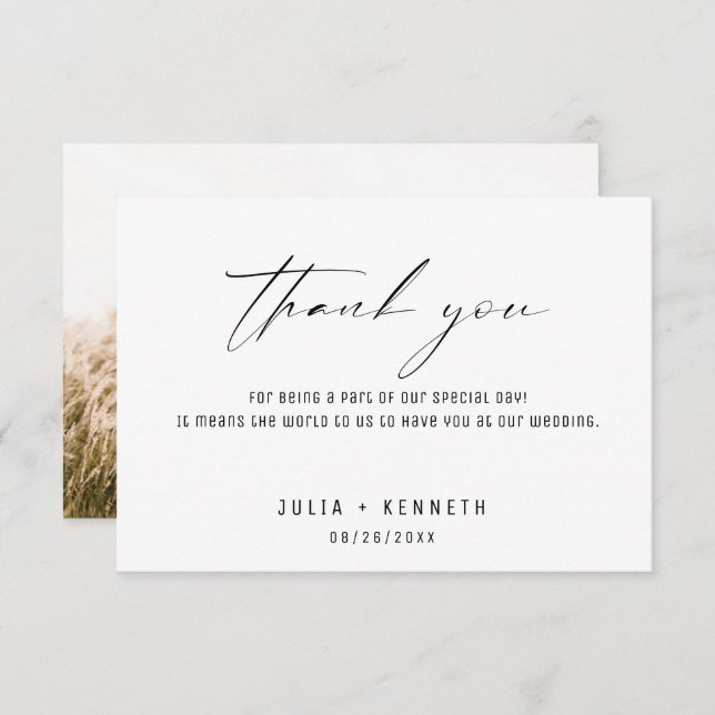 Simple Classic Wedding Photo Thank You Cards (Front/Back)