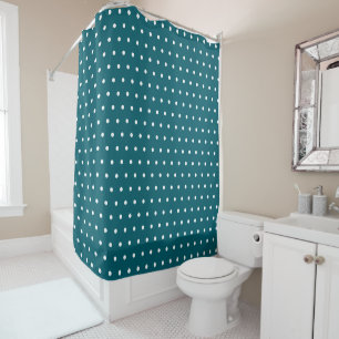 Simple Classsic Polka Dots Dark Teal and White Shower Curtain
