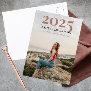 Simple Classy 2024 Photo Terracotta Graduation Postcard