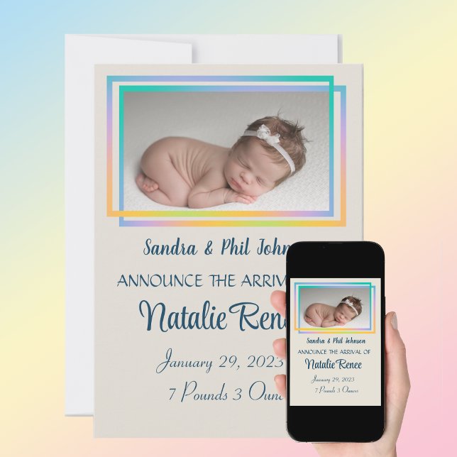 Simple Classy Birth Announcement Card (Creator Uploaded)