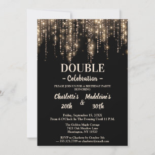 Simple Classy Black and Gold Joint Birthday Invitation